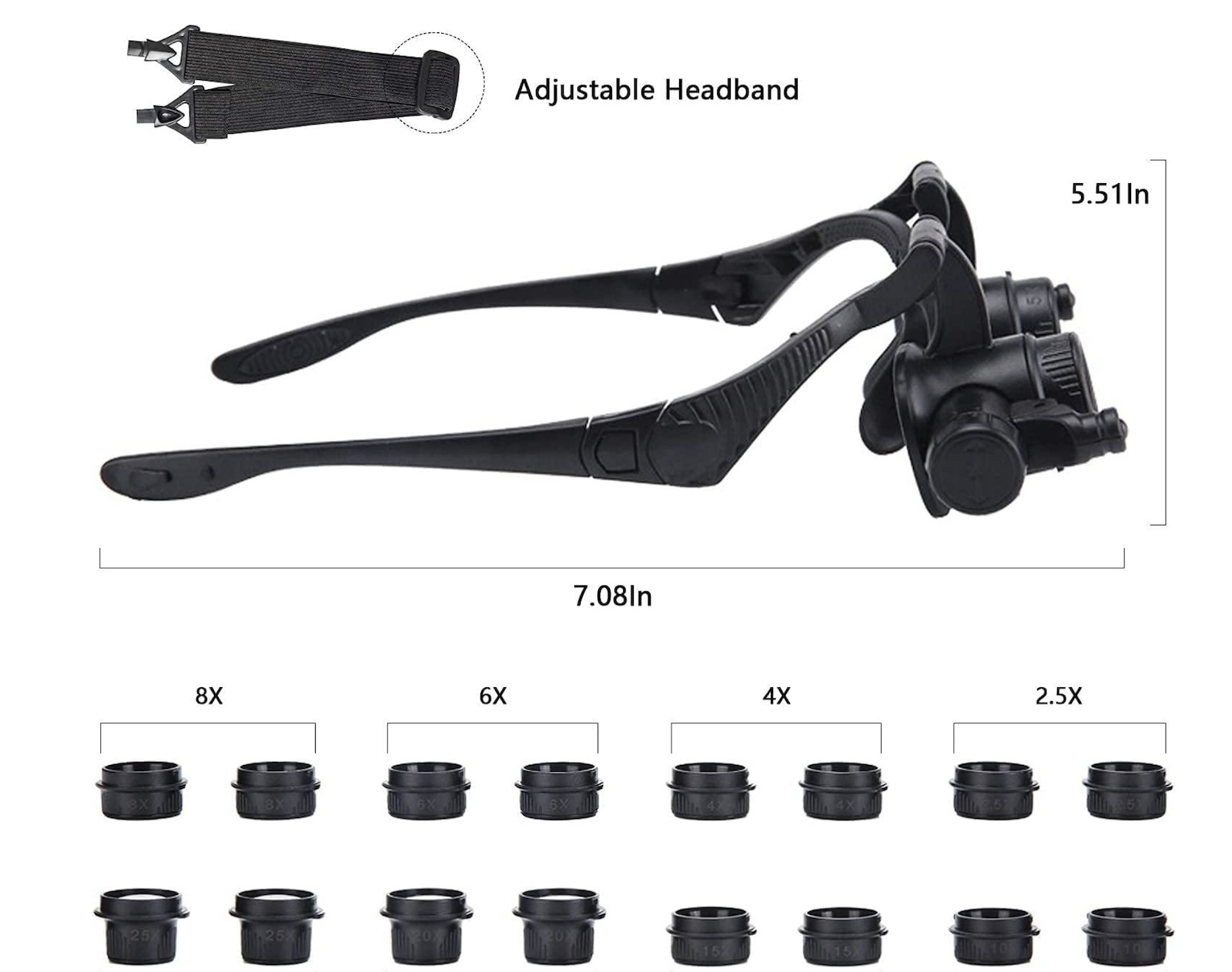 Mlogiroa Head Mounted Magnifier with LED Light